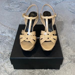 YSL Patent Tribute Sandal in color Darker Nude size 41